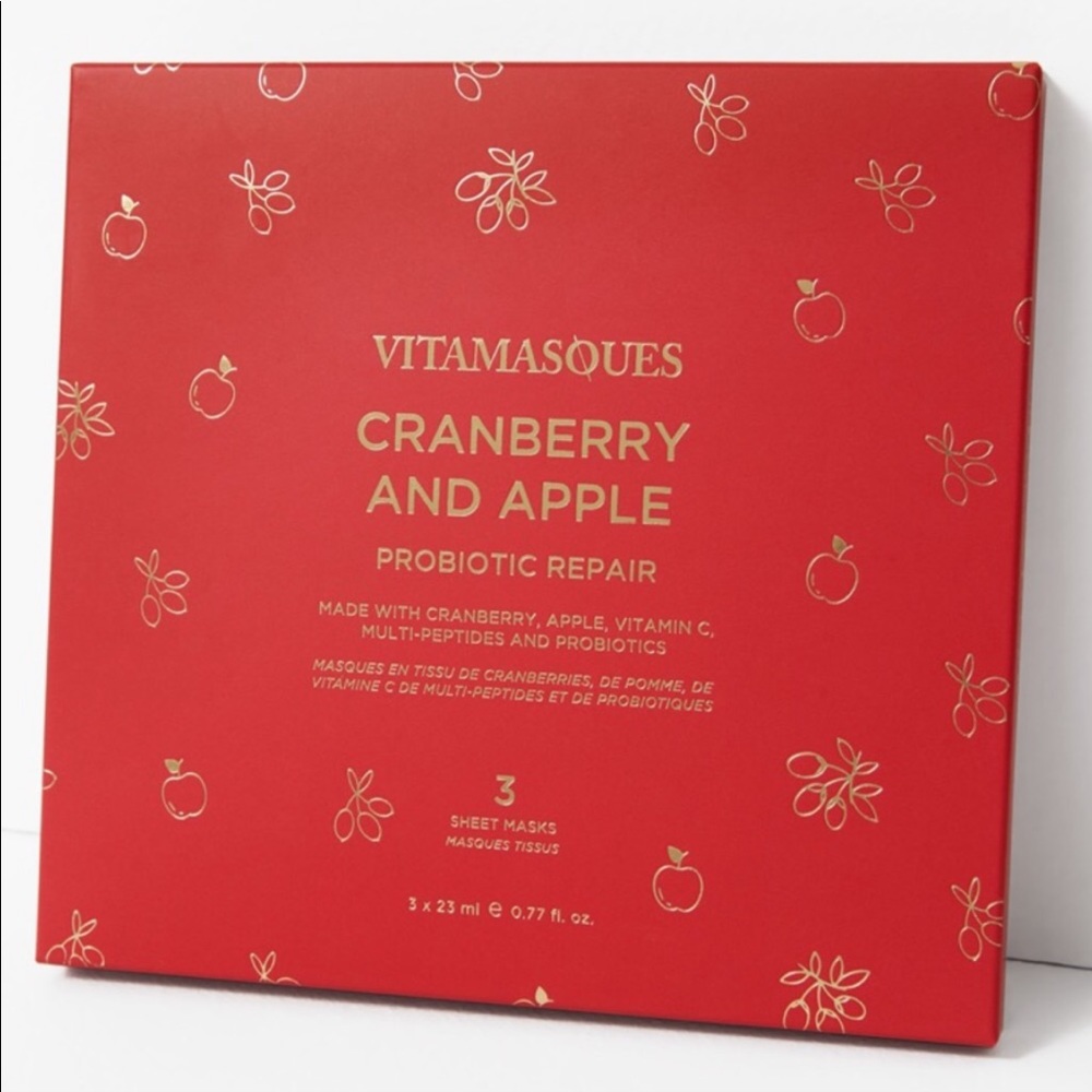 NEW Vitamasques Cranberry and Apple Probiotic Repair 3 Sheet Mask Set
